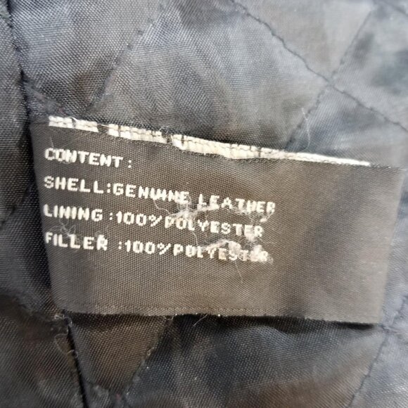 Vintage Irvine Park Black Leather Hounds tooth Button Zip-up- Men Sz Lar… - Picture 8 of 9